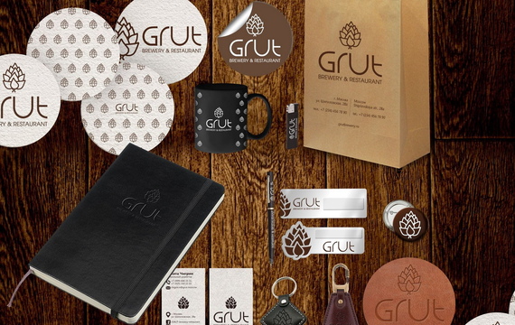 Разработка логотипа и фирменного стиля для ресторана Grut